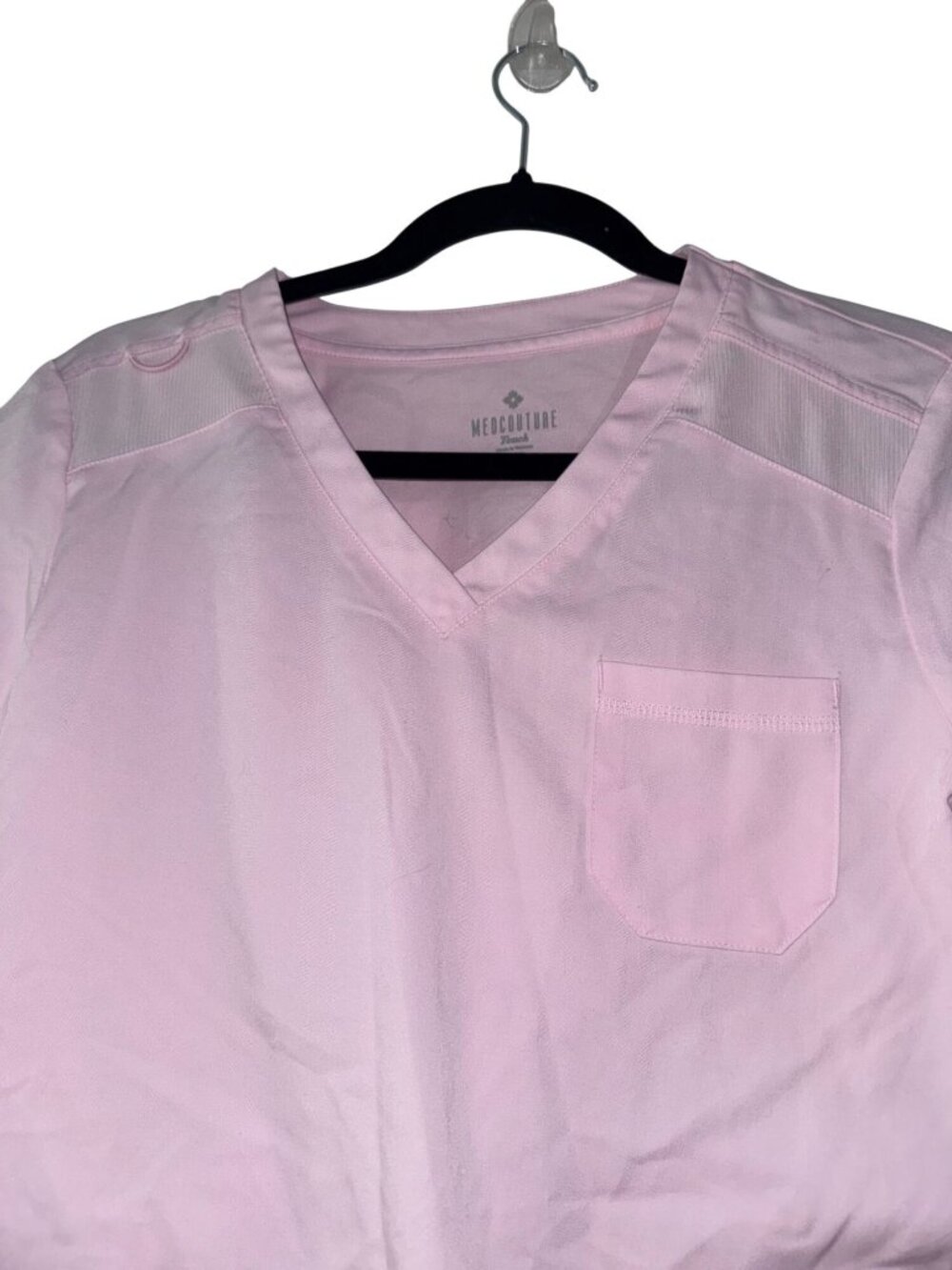 Med Couture Touch Womens Scrub Set Pink V-Neck Top S & Jogger Pants SP - Picture 2 of 12